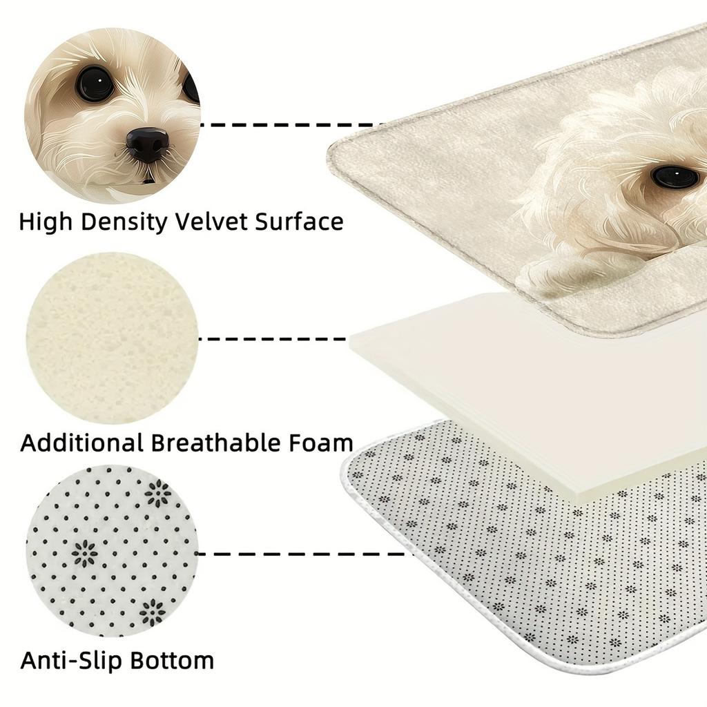 1Pcs Anti Fatigue Kitchen Rugs,Dog Design Print Waterproof Non-Slip Thick Cushioned Kitchen Mat Heavy Duty Comfort Standing Mat for Kitchen