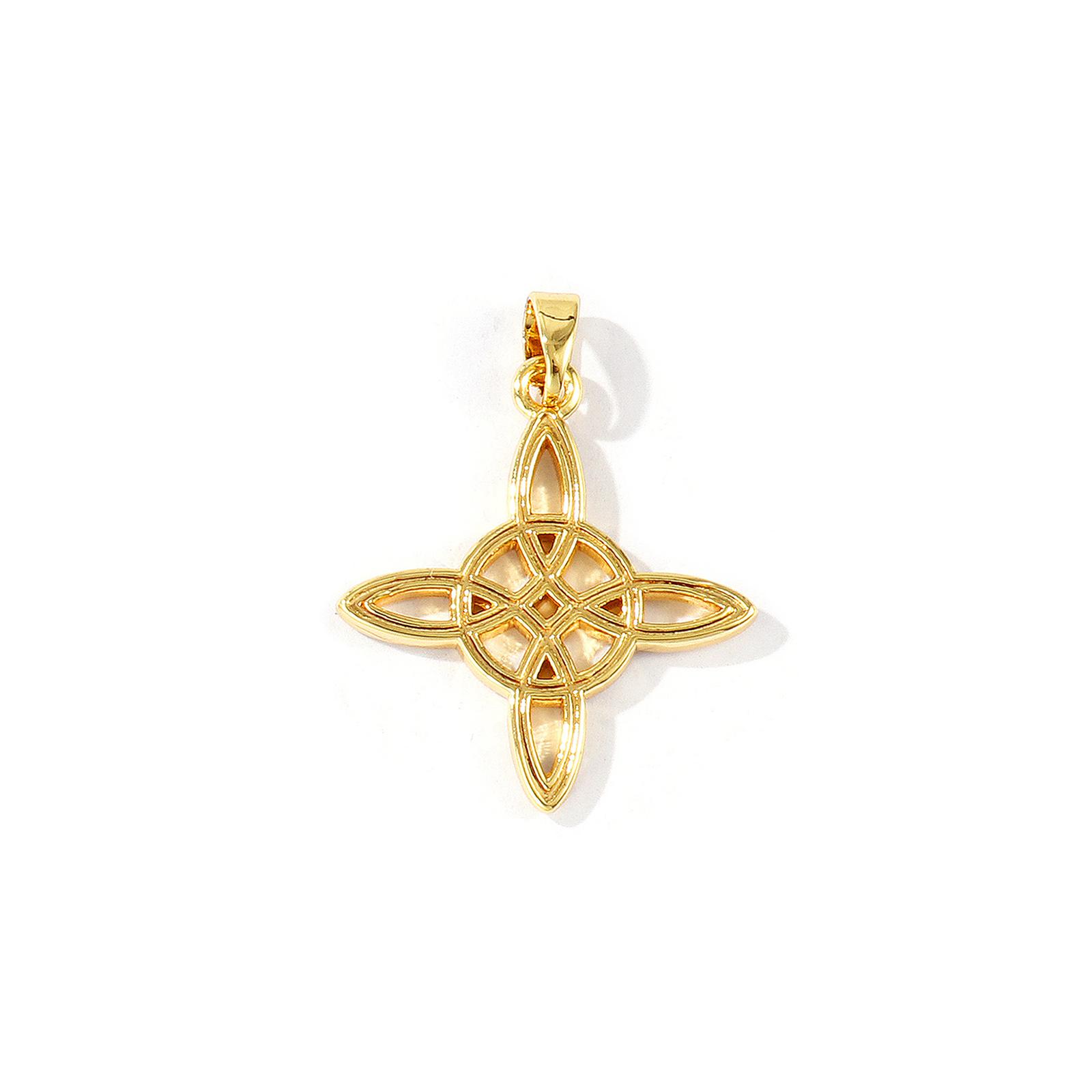 

2 Pcs Hollow Celtic Knot Shaped Charms Cubic Zirconia Brass 18K Gold Plated Pendants For DIY Necklace Earrings Jewelry Making