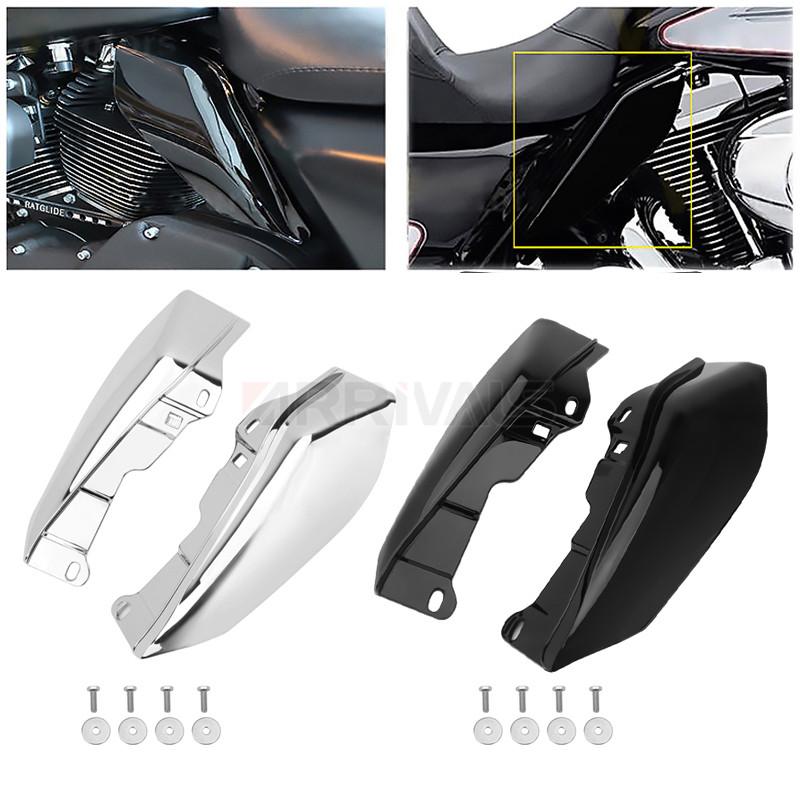 Motorcycle Chrome Black Mid-Frame Heat Shield Air Deflector Trim For Harley Touring Street Electra Glide Road King 2001-Later