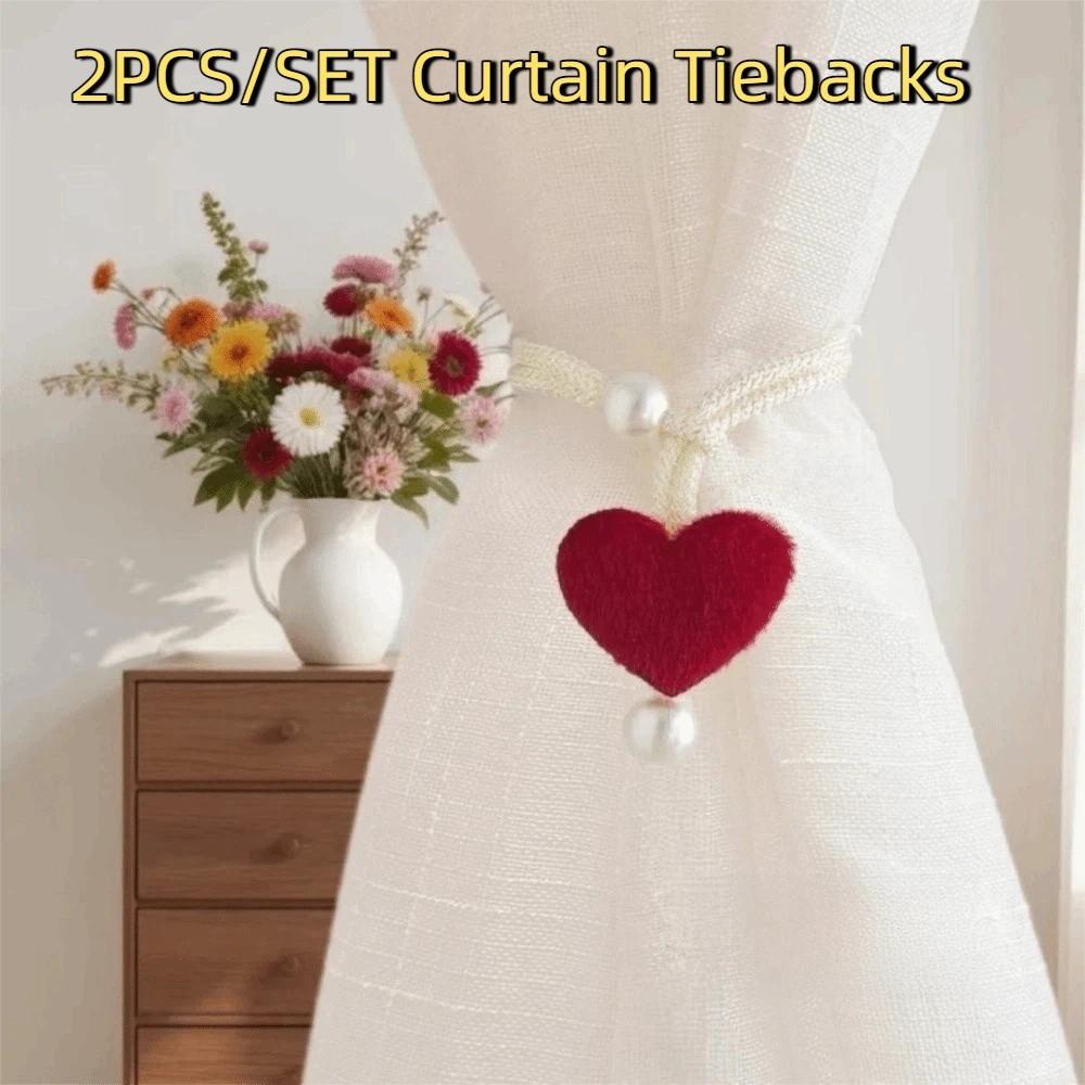 2PCS Heart-shaped Curtain Tiebacks Romantic Window Curtain Holders Curtain Tie Children's Room