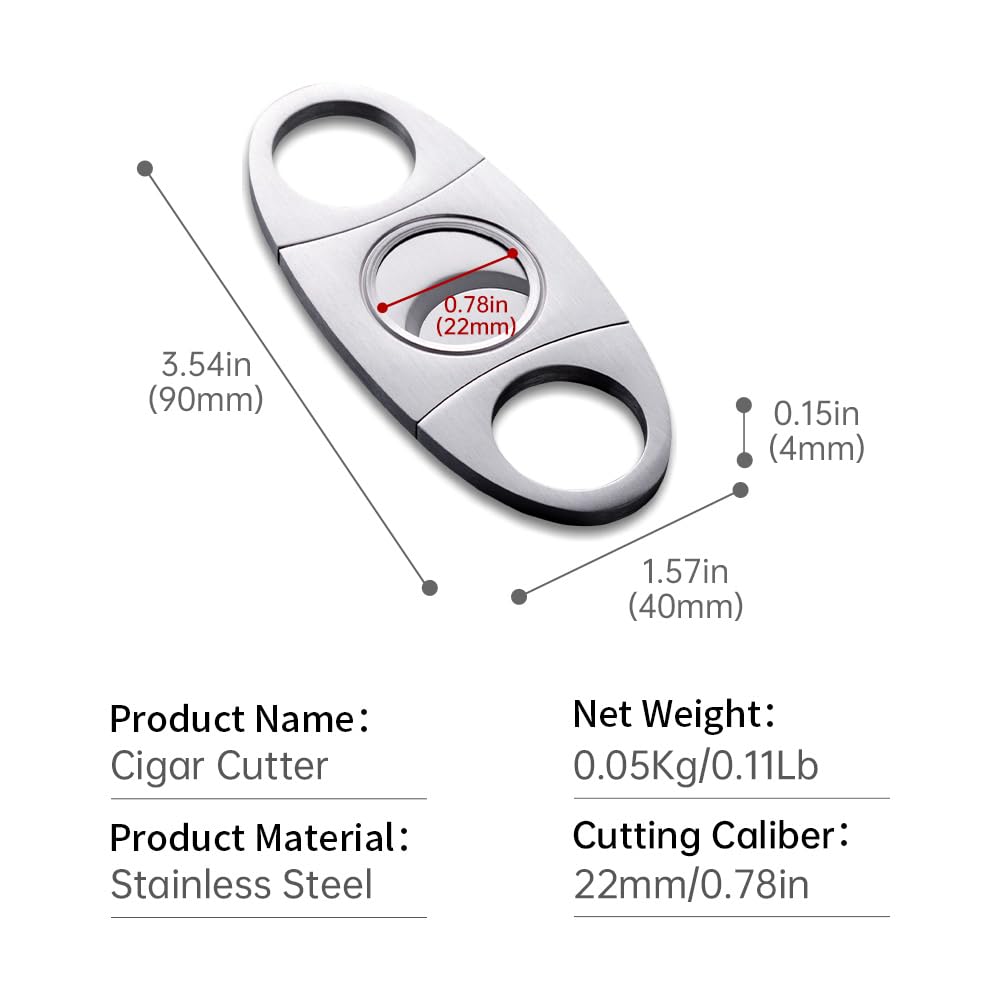 CIGARLOONG Cigar Cutter Stainless Steel Brushed Double Blade Cigar Cutter