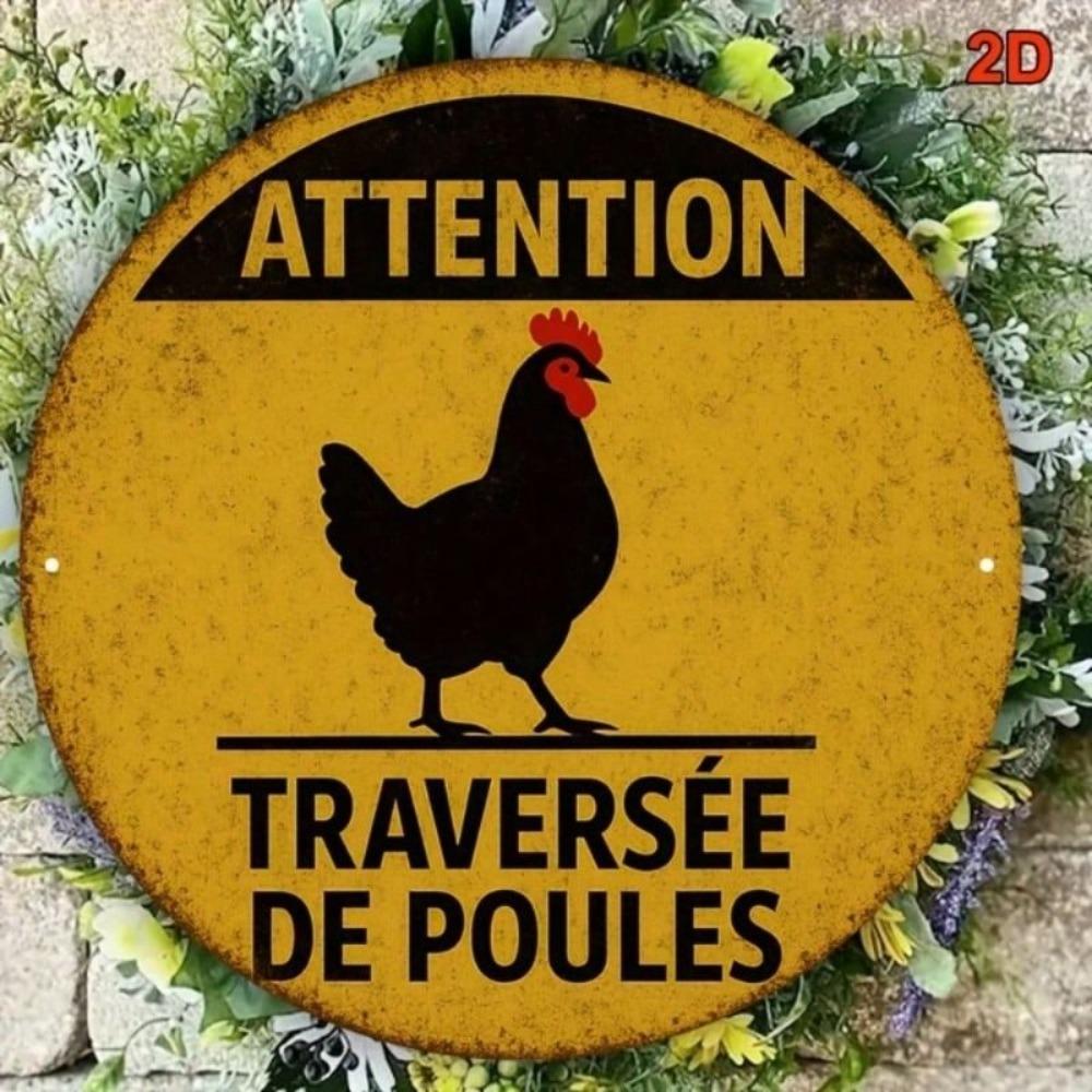 Vintage French Chicken Coop Metal Poster, Wall Art for Fence English: Vintage French Chicken Coop Metal Poster, Wall Art for Fence