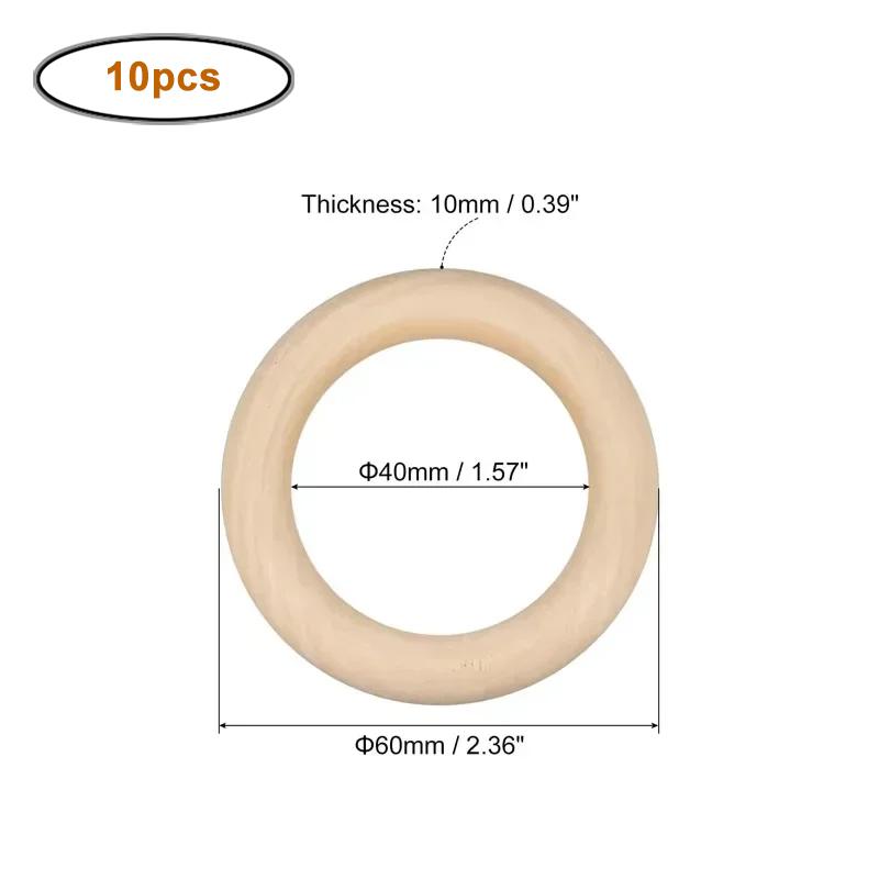 15-100mm Natural Unfinished Solid Wood Rings Smooth Wood Circles for DIY Craft, Ring Pendant Connector, Jewelry Making and Decor