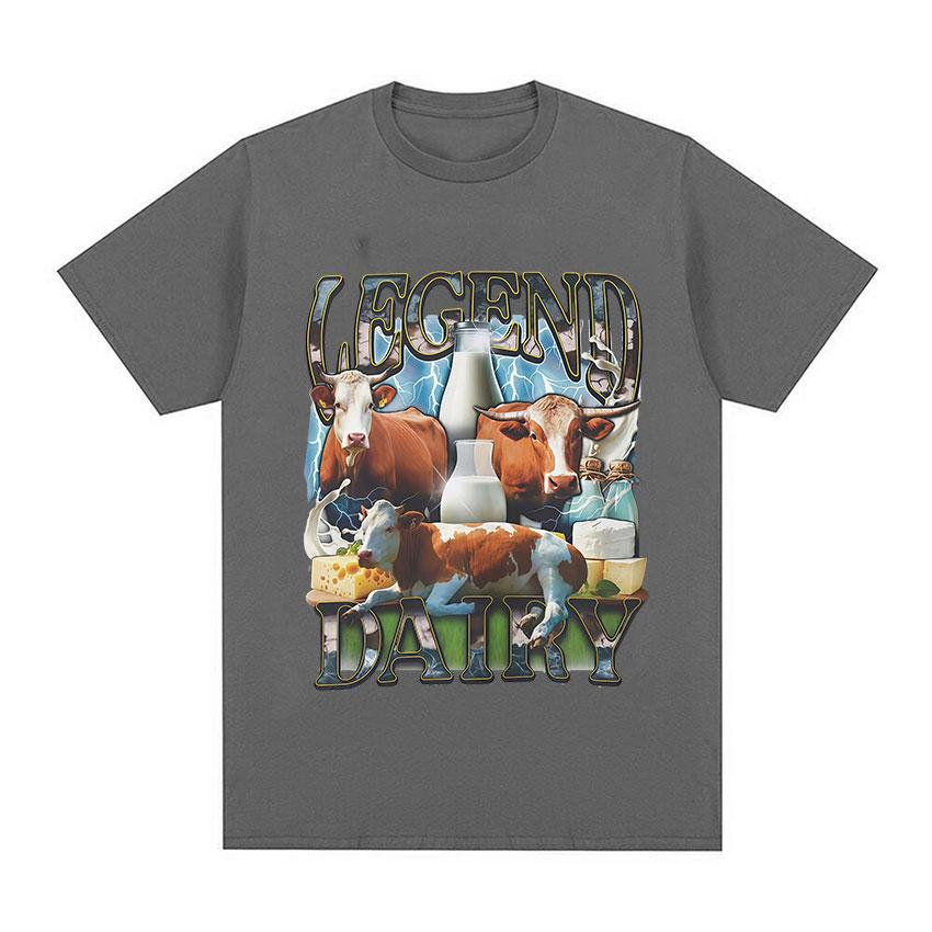 Lustige Milch macht meinen Bauch weh Meme Grafik T-Shirt Unisex Damen Mode Oversized T-Shirt Lässige O-Ausschnitt Kurzarm Tops T-Shirts