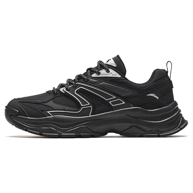 New Anta Hot Cushioning Wear Resistant Low Top Casual Shoes Men's Black Silver 912348806-4