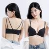 Summer Solid Color Front Buckle Women's Steel-free Back Bra Cover Gathers Medium and Thick Cup Thin Shoulder Strap New Model