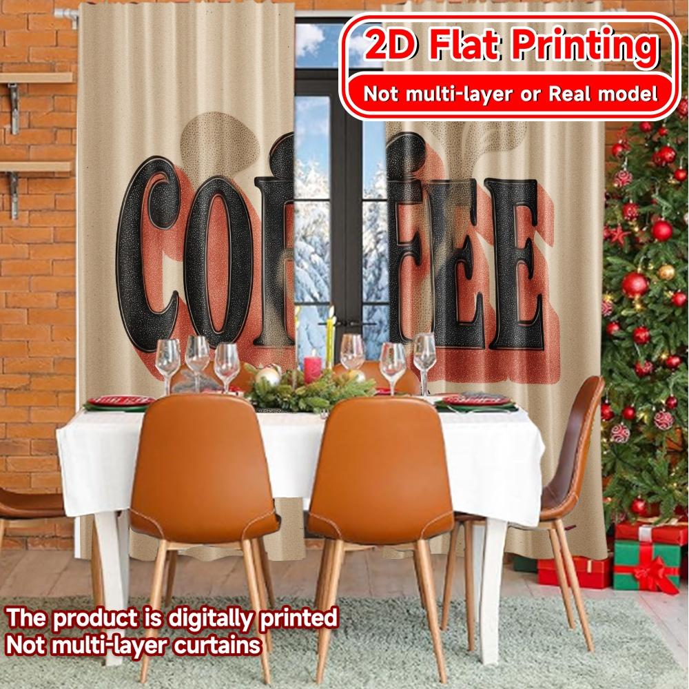 Flat Printing Coffeewhirl Popular Curtain Polyester Curtains Decorations Inside Use Bedroom Set Of 2 Made Washable Sleeping Area Ready