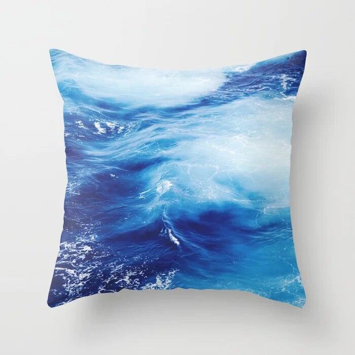 Summer Vacation Cushion Cover Pink Beach Wave Mountain Sofa Pillowcase Bedroom Home Car Office Accessories