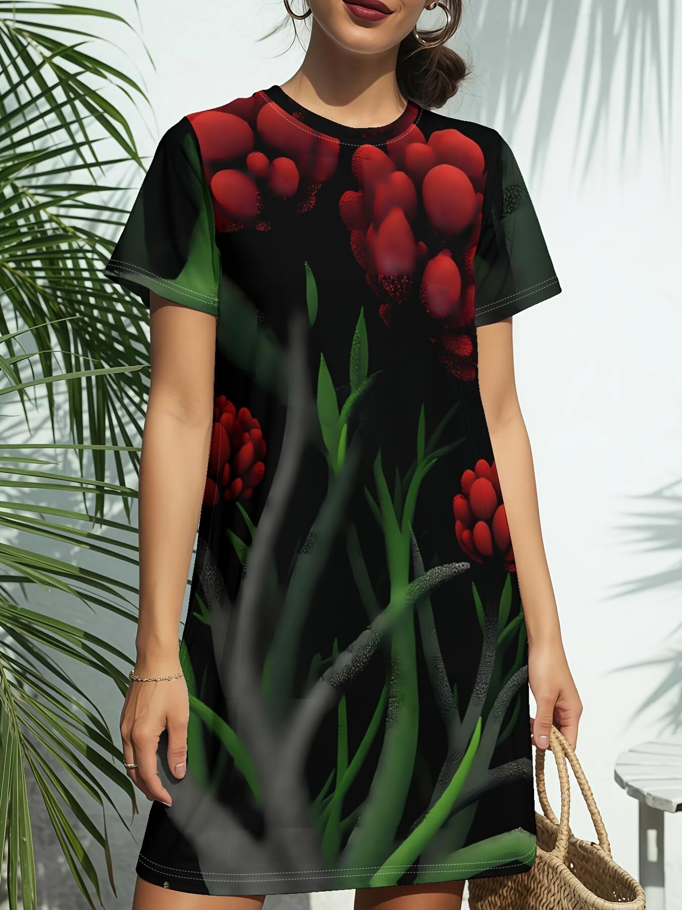 

Short Sleeve Crew Neck Dress for Women. Featuring a Trendy American Digital Print. Ideal for Casual Wear in Spring And Summer. This Elegant And Sylis 7XL дубильна кора
