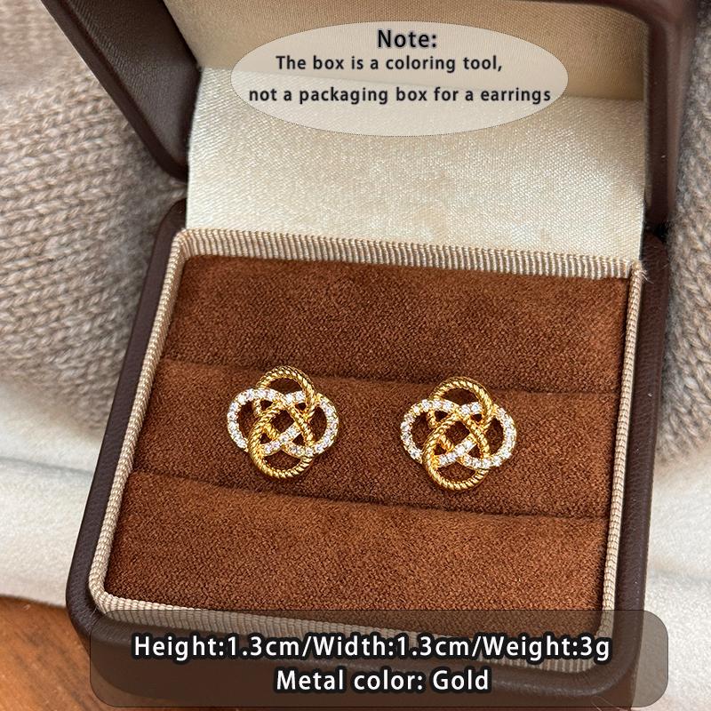 

Luxury Gold Color Inlaid Zircon Concentric Knot Design Stud Earrings for 2026 New Ear Jewelry Women s Trendy Style Accessories