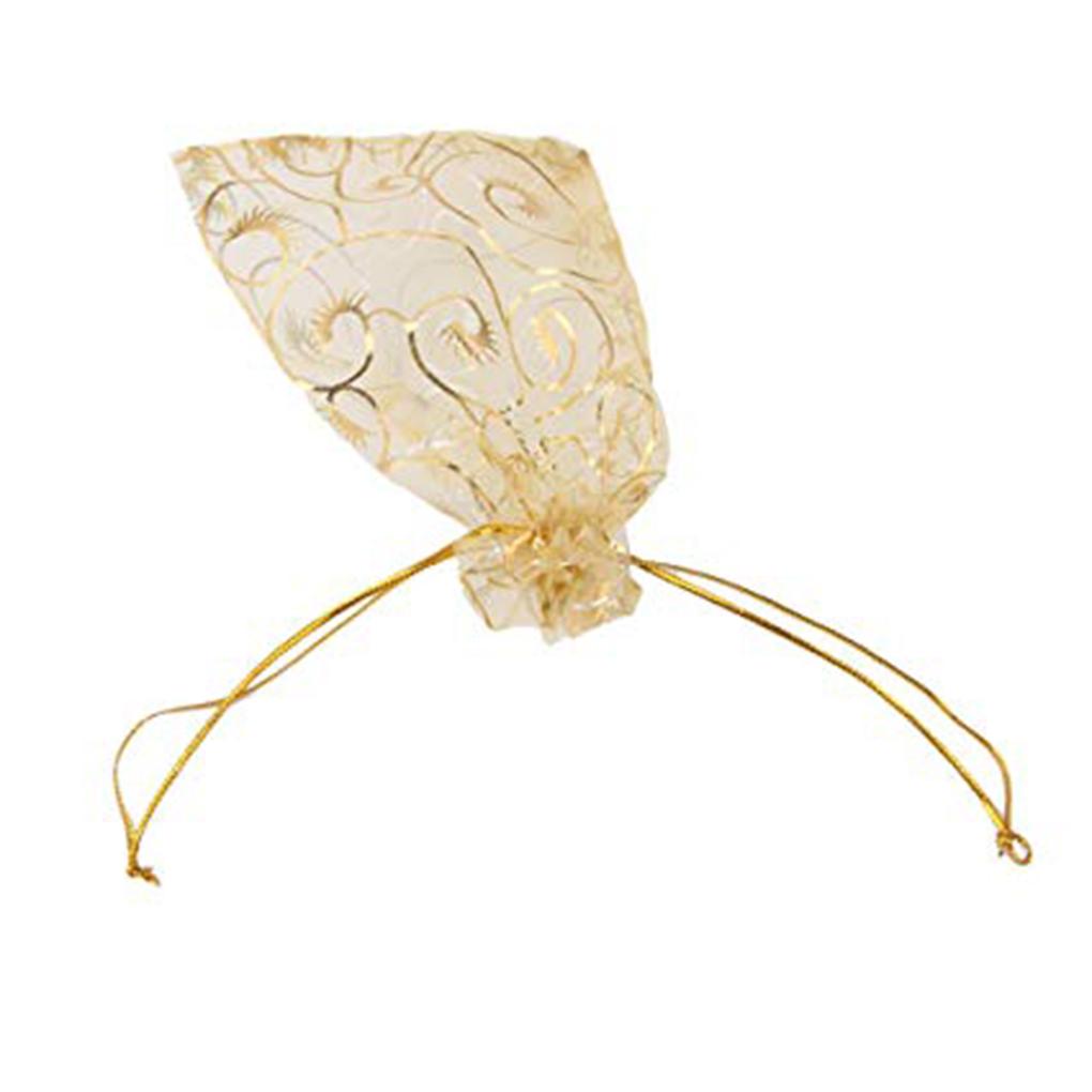100pcs Bags Gilding Drawstring Pouches Gift Favor Bags Eyelash for Jewelry Party Wedding