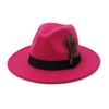 Gelbe Feder Fedoras Herren Fedora Hut Herren Panama Oberkappe Unisex Hut Militärfarbe Fedoras Hut mit breiter Krempe Kirchenhut Partyhut