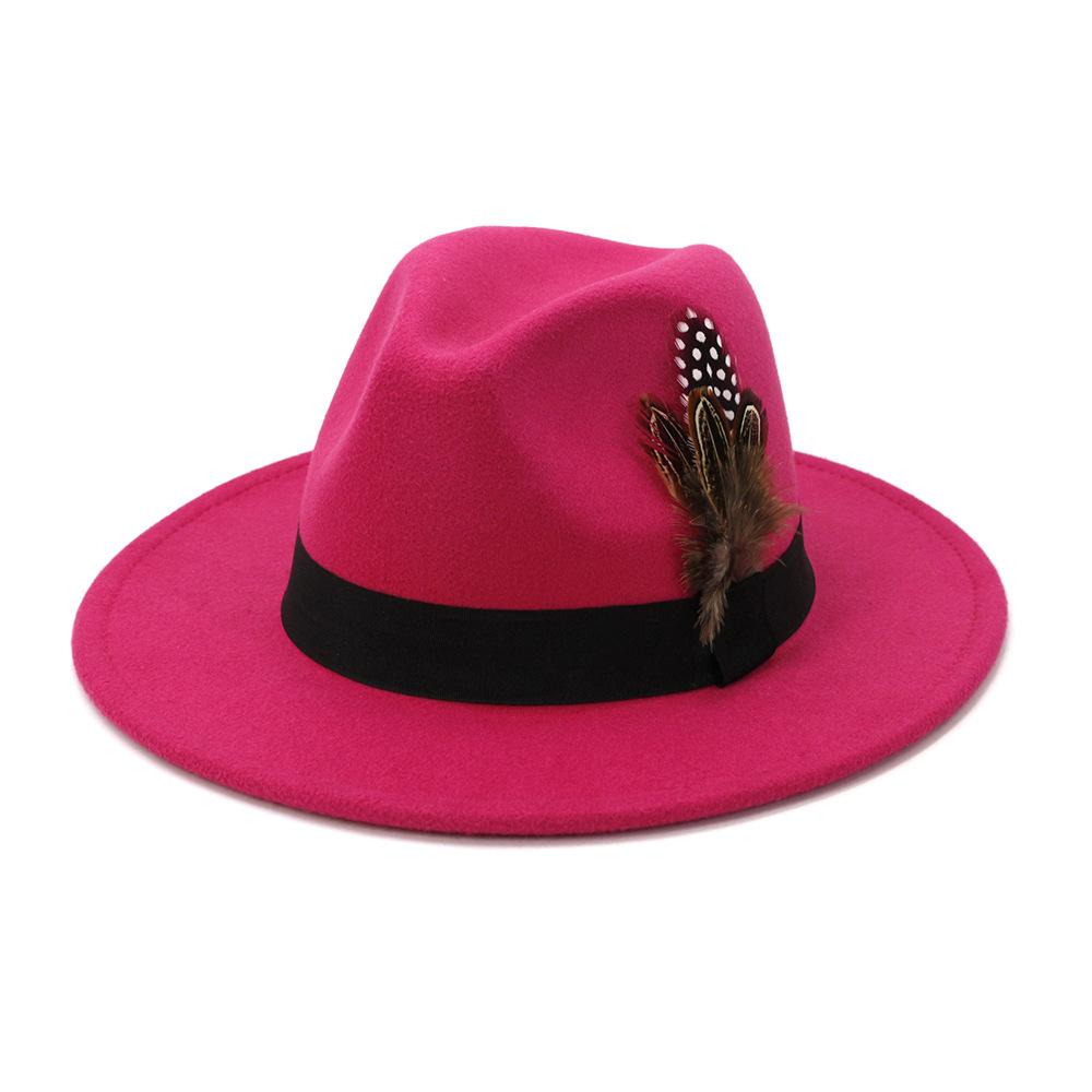Gelbe Feder Fedoras Herren Fedora Hut Herren Panama Oberkappe Unisex Hut Militärfarbe Fedoras Hut mit breiter Krempe Kirchenhut Partyhut
