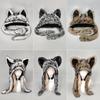 Goth Handwork Medieval Cross Fluffy Hat Woman Punk Wolf Cat Ears Plush Headgear Gothic Darkness Cosplay Props Windproof Gorros