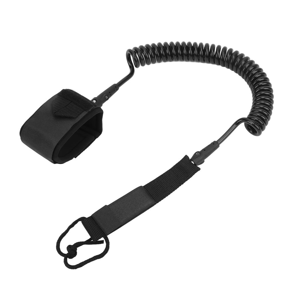 Surfboard Leash High Elasticity TPU Black Adjustable Coiled Surfing Leg Rope for Paddleboards Longboards