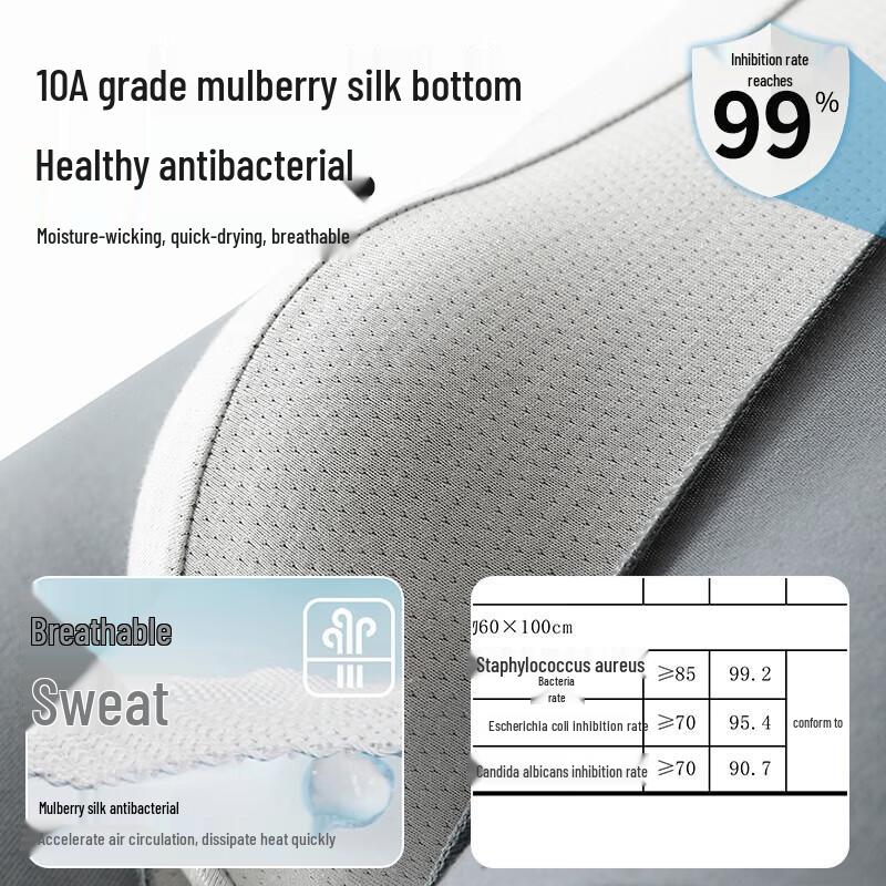 LangSha Men's Pure Cotton Antibacterial Silk Gusset Boxer Briefs