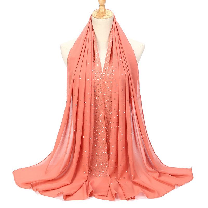 Imitation Pearls Rhinestones Scarves Shawls Women Long Scarf Neckerchief Tudung Bawal Veil Turban Bandana Muslim Hijab Headscarf