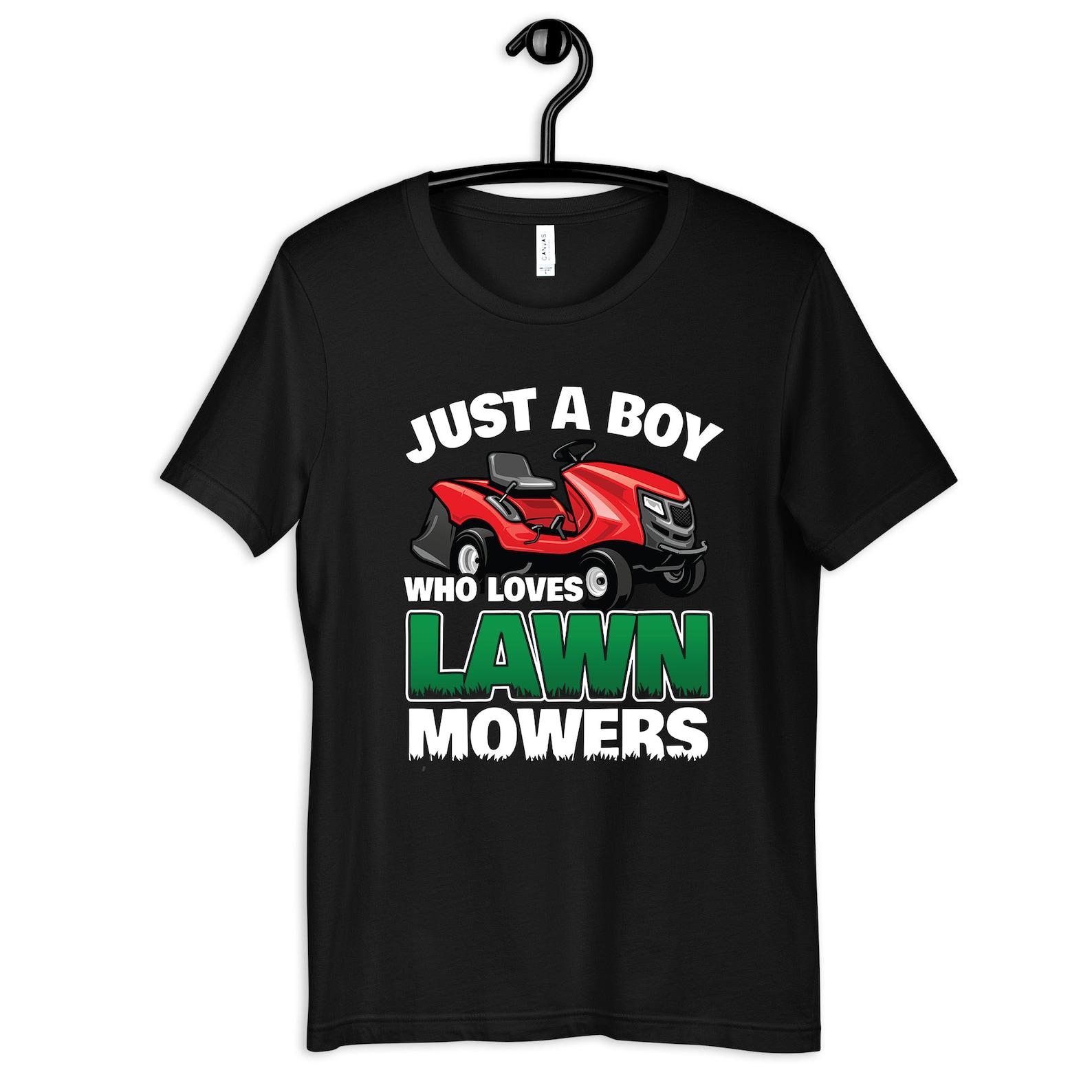 Boy Who Loves Lawnmowers Shirt, Lawn Kids Tee, Lawn Mowing T-Shirt, Landscaper Gift, Lawnmowers Tank Top, T-shirt, T-shirt 3XL
