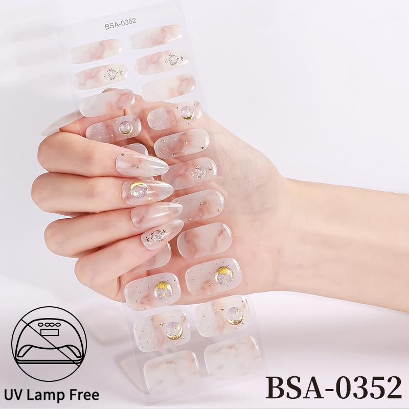No-bake gel nail sticker waterproof Chinese wind lion explosion flash bronzing full curing gel nail sticker full sticker