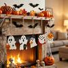 Ghost And Pumpkin Decor Halloween Wooden Hanging Sign with Hemp Rope Cute Outdoor Pendants for Home Party Wall Decorations Holiday Art