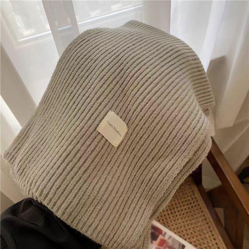 Women's Korean Style Soft Wool Knit Scarf - Winter Fashion, Thickened Warmth, Versatile for Students