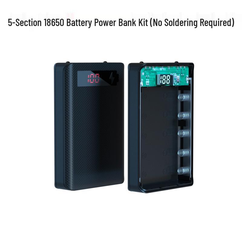5-Section 18650 Battery DIY Power Bank Case with Digital Display