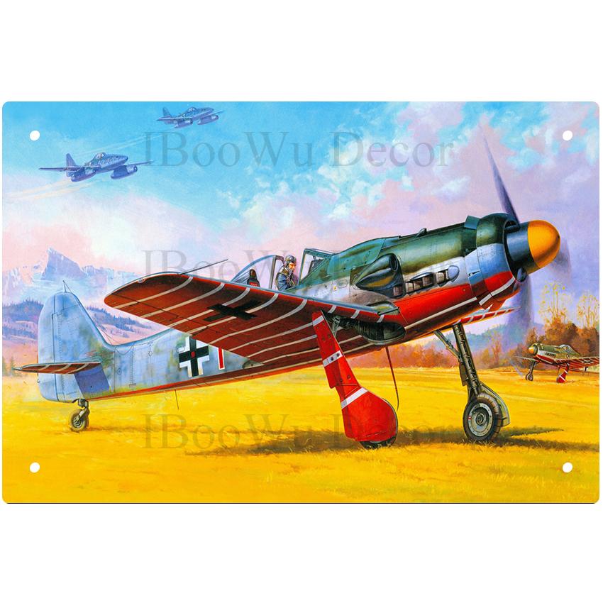 Airplane Fighter Vintage Metal Signs American Style Aircraft Wall Sticker Painting Poster Pub Bar Room Decor