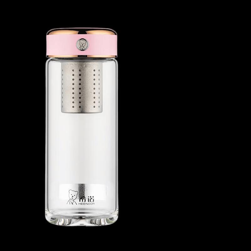 HEENOOR Double-Layer Borosilicate Glass Tea Infuser Mug