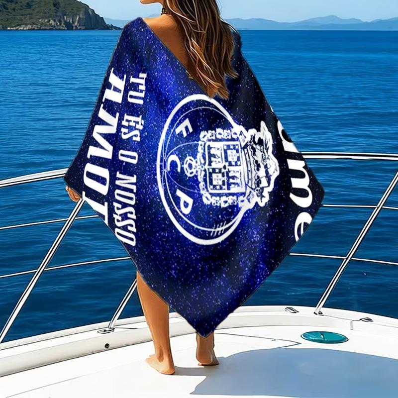 1PC Custom Name Beach Towel Porto Love Crest Beach Towel, Suitable for Camping, Travel, Beach Accessories, Super Absorbent, Family Gift