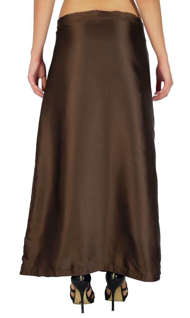 Readymade Stitched Brown Petticoat Bollywood Satin Silk Inskirt Lining For