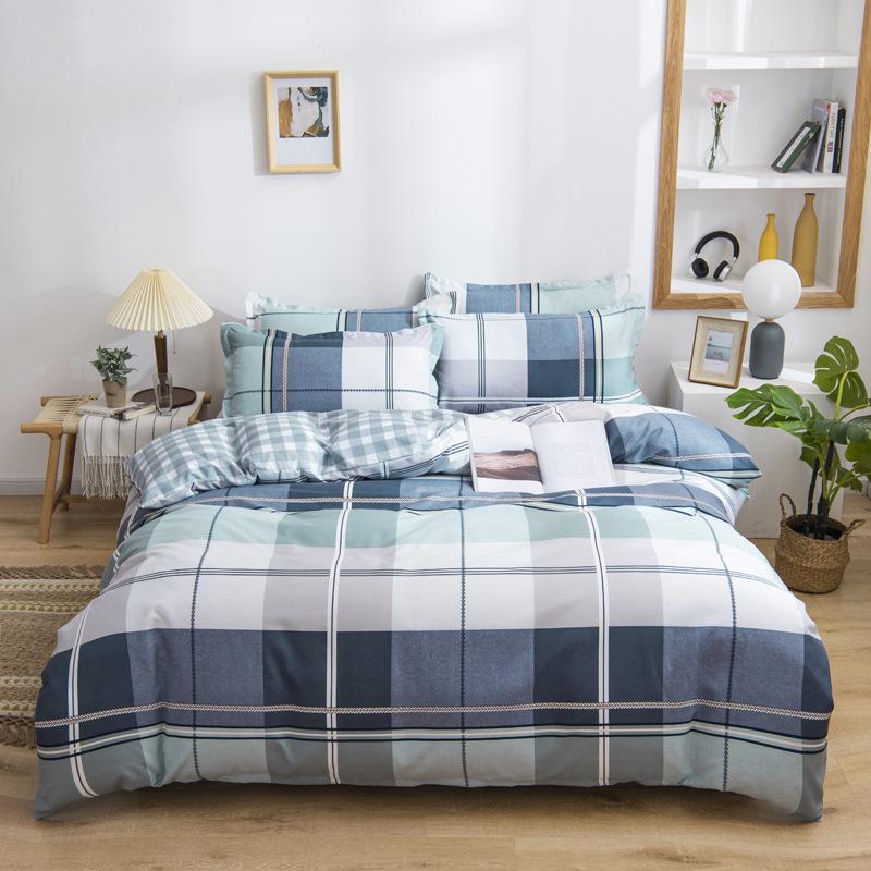 Live Stream Thickened Platinum Cotton Sanded Four-piece Set, Bed Sheet Quilt Cover, Student Dormitory Three-piece Set, Bedding