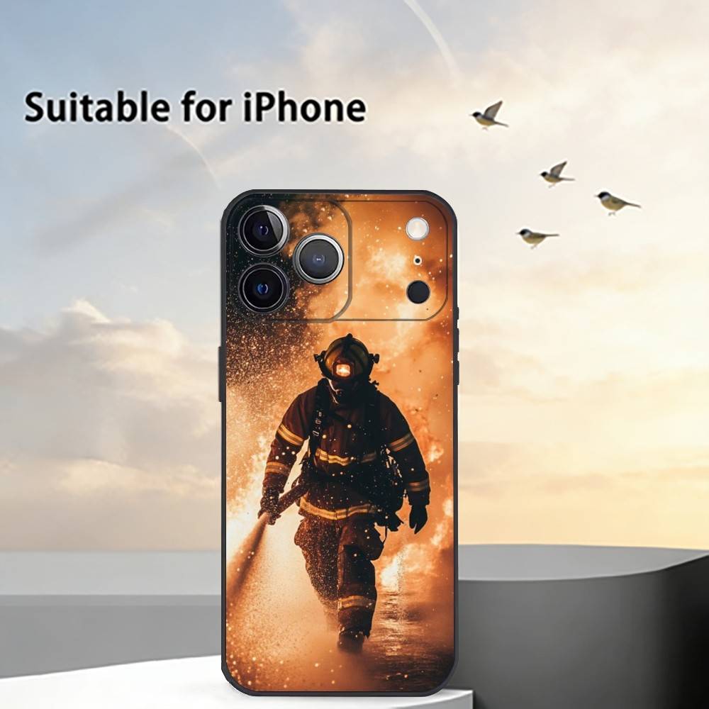 

F-Fireman Firefighter Phone Case For iPhone 17, 16,15,14,13,12,11 Plus,Pro Max, Others Soft Black Cover iPhone13