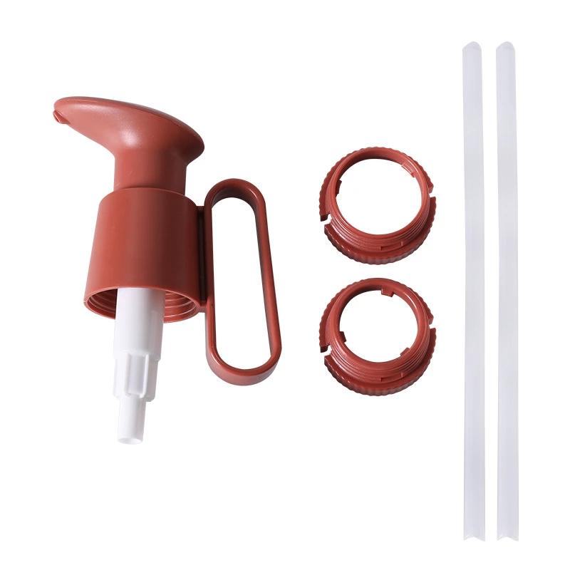 1Set Universal Tightly Seal Dispenser Pump W/Handle ABS Tomato Sauce Oyster Press Pump Reusable Bottle Head Head Kitchen Gadget