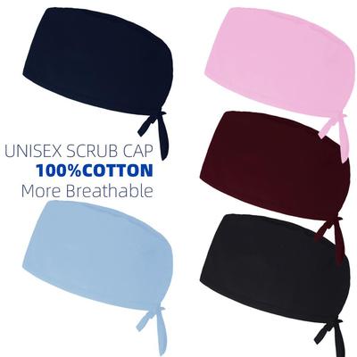 Cuffia chirurgica da sala operatoria a tinta unita unisex 100% cotone donna uomo cuffia medica da scrub cuffia da infermiera regolabile cuffia da medico
