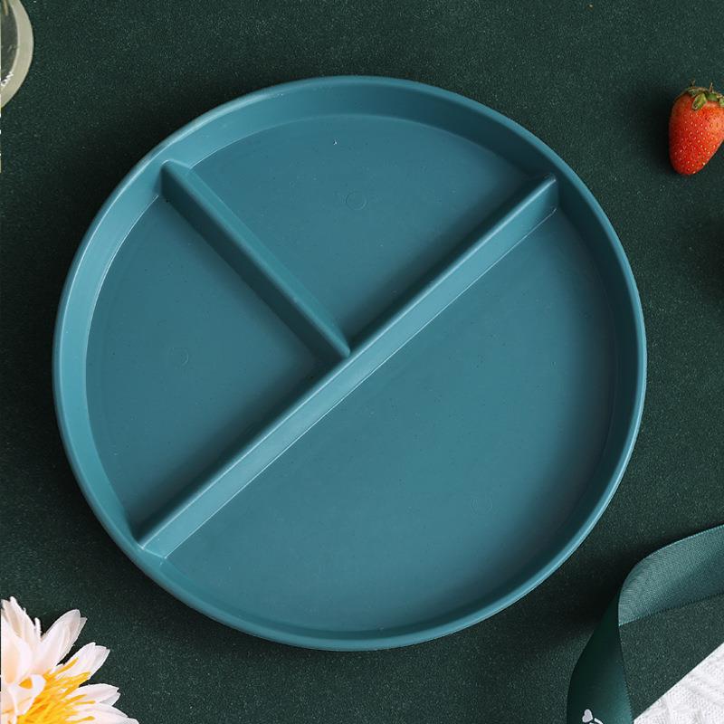 Fat Loss Portion Control Plate: Three-Compartment, Drop-Proof Wheat Straw Design, Color-Coded for Efficient Meal Planning.