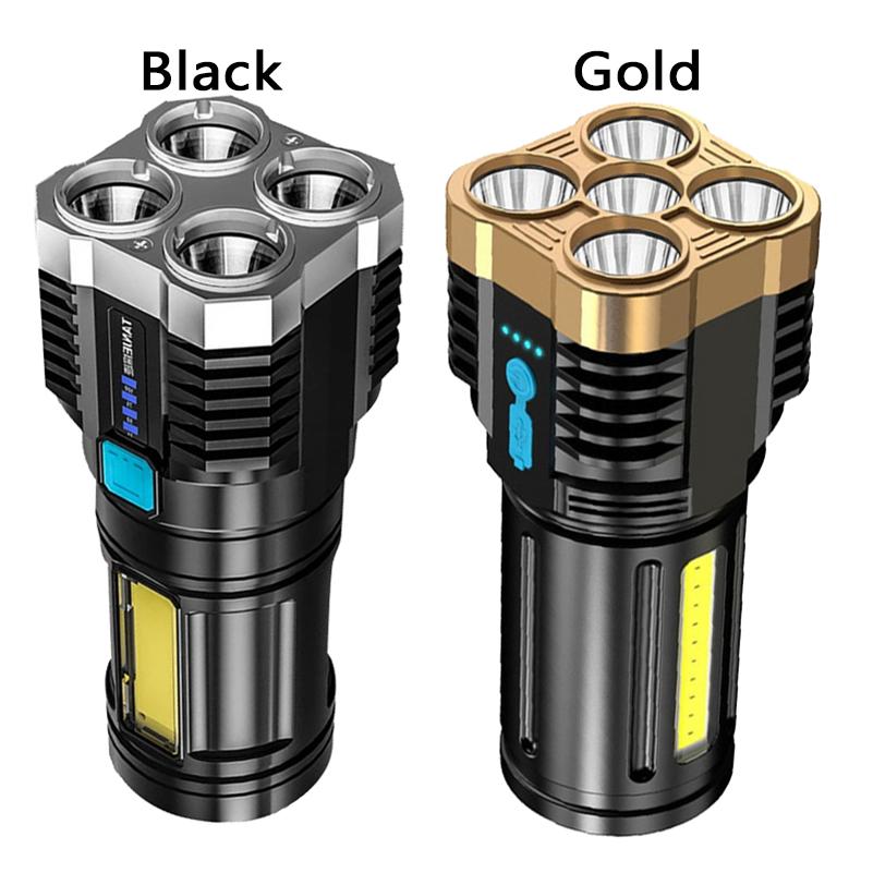 4/5-core LED Flashlight COB Side Light USB Recharge Super Bright Outdoor Portable Lamp 4 Mode Waterproof Torch Outdoor Hunting Camping