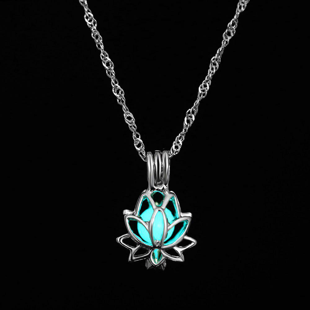 

3 Colors Fashion Buddhist Lotus Luminous Pendant Necklace Chain Charm Party Jewelry 3