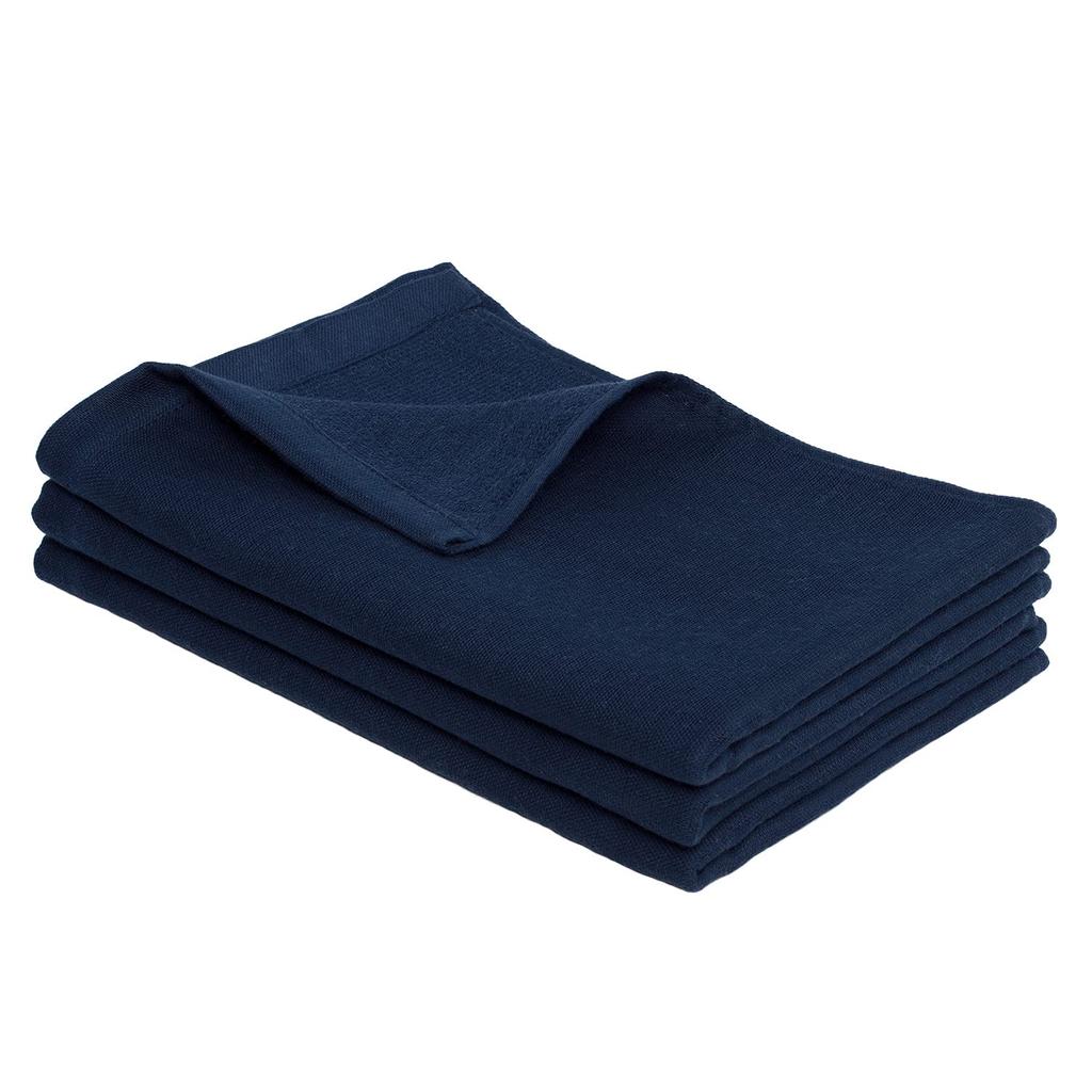 Bloom Gauze Face Set of Senshu Cotton Japanese-Made Towels, 3, Speed-Dry Towels, Quick-Drying, Lightweight, Thin, 100% (Navy)