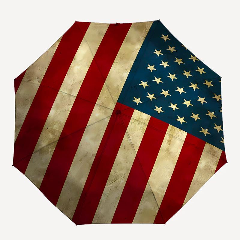 Flag,Stars Automatic Folding Umbrella 8 Ribs Lightweight Design, Durable Iron Frame, Compact and Portable, Ideal Birthday or Christmas Gif