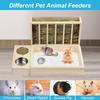 Bunny Feeder Manger with Litter Tray Hay Food Dispenser Multifunction Solid Wood Rabbit Feeder for Rabbit Hamster Guinea Pig