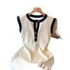 Vintage Hong Kong Style Sleeveless Color Block Camisole - Trendy Slimming Summer Top