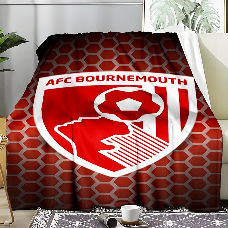 1PC Soccer Ball Afc Crest Printed Soft Flannel Blanket Throw for Adult Bedroom Living Room Sofa Camping Travel Fan Gifts Christmas Gifts