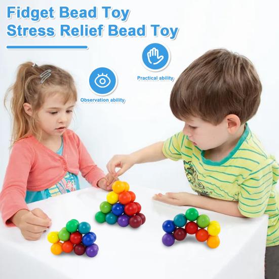 20Pcs Magnetic Bead Fidget Toy Pocket-sized Changeable Rainbow Ball Anti-Anxiety & Stress Relief Toy Creative Preschool Learning Activities Fingertip