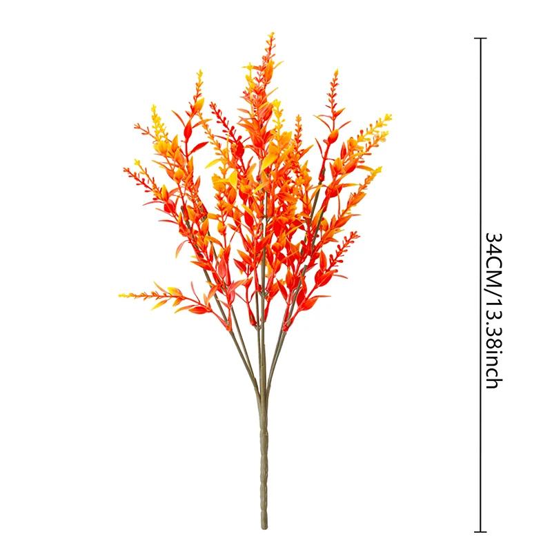 10Pcs Artificial Fall Plants Plastic Fake Eucalyptus Shrubs Outdoor Plant for Garden Home Autumn Decoration Festival Party Decor