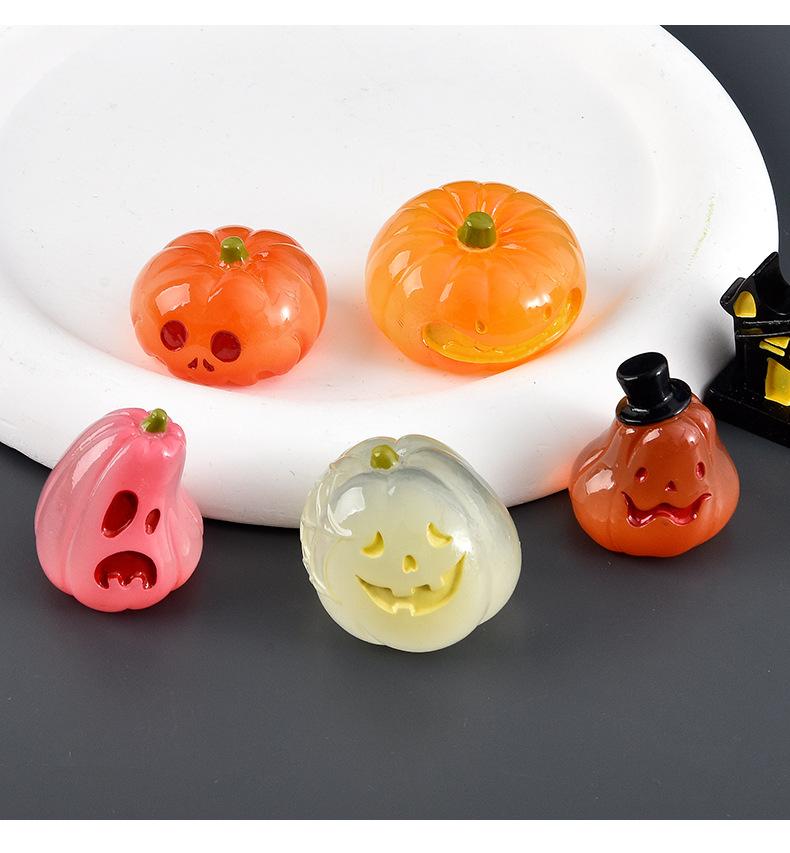 Non-Toxic Micro Landscape Luminous Pumpkin Resin Decorative Ornaments Diy Cream Glue Decoration Material Halloween Pumpkin Gift