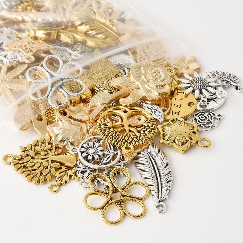 Mix 10/20/30/50pcs Plant Charm Tree Of Life Rose Sunflower Leaf Pendant Charms For Jewelry Making Bulk DIY Accessories Materials