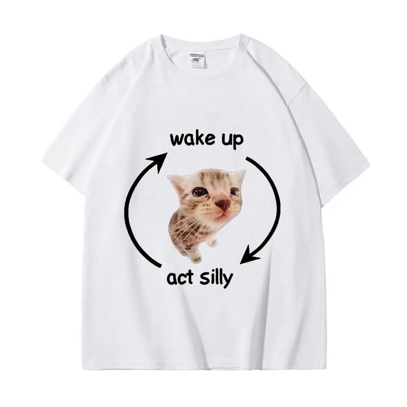 Wake Up & Act Silly: Crying Banana Cat Meme T-shirt
