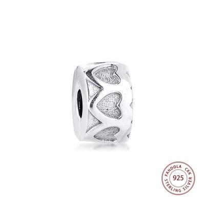 Genuine 925 Sterling Silver Row of Hearts Clip Charms Beads for Jewelry Making Fits Original Bracelets Argent DIY Gift