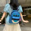 Lilo Stitch Blue Monster Printed Pu School Bag With Inner Card Pocket For Teens