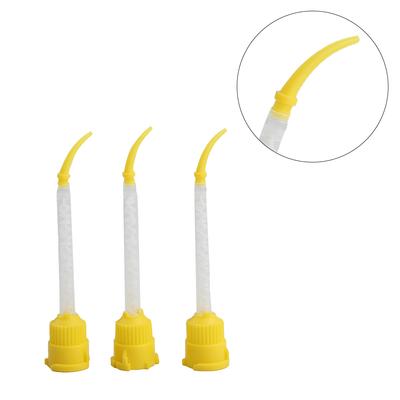 100 sztuk/opakowanie Dentalny silikonowy gumowy przenośnik Końcówka mieszająca Mała główka Silikonowa guma folia do druku główka mieszająca małe kolanko